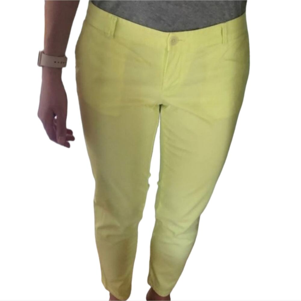 Talbots the Weekender Neon Yellow Lime‎ Green cuffed ankle pants Size 10 new!